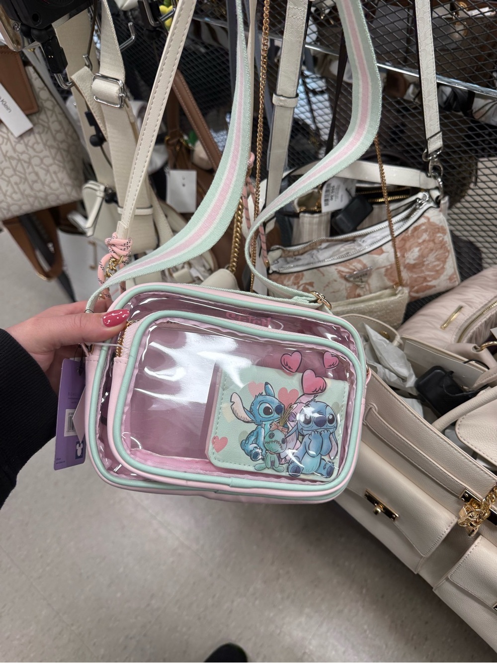 Stitch Clear Crossbody Bag for Kids - Pink